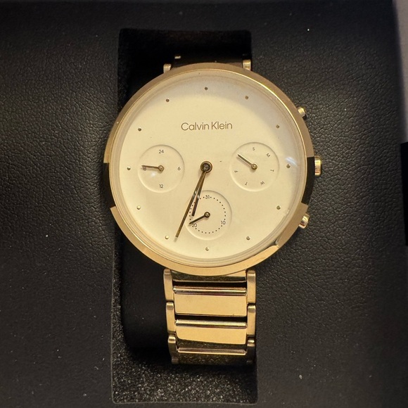 Calvin Klein Gold-Tone Watch with White Dial - Picture 1 of 2